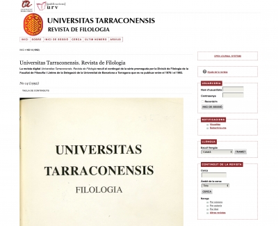 Publicacions URV presenta la digitalització de la revista "Universitas Tarraconensis. Revista de Filologia"